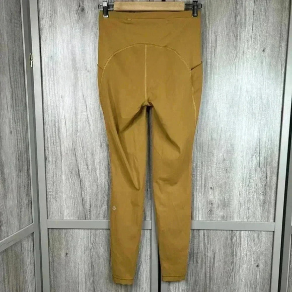 Lululemon Leggings Fast Free 6 Mustard Color High Rise Reflective Dots Sz 6 - Picture 7 of 12